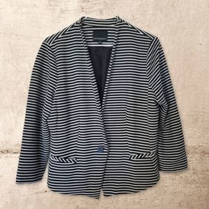 Cynthia Rowley | Black White Stripe Blazer Sz L